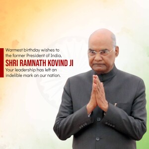 Portrait of Shri Ramnath Kovind, former President of India, with birthday greetings.