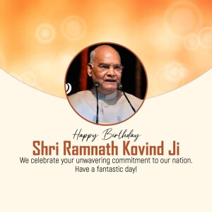 Portrait of Shri Ramnath Kovind with birthday greetings