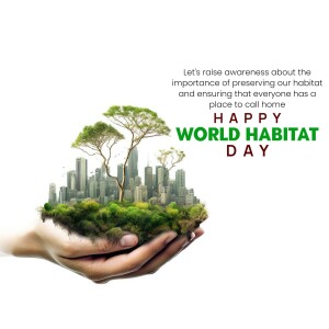 Hands holding a miniature landscape representing World Habitat Day