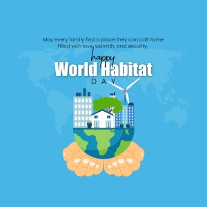 World Habitat Day illustration with Earth in hands