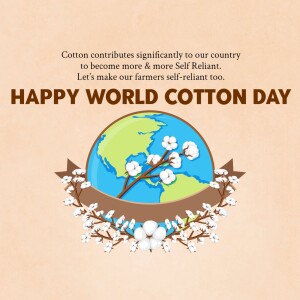 World Cotton Day illustration with Earth and cotton plants