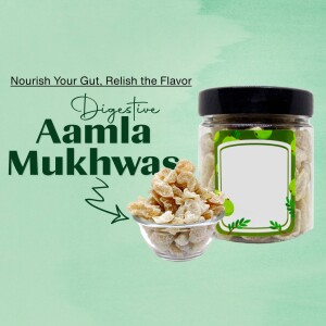 Aamla Mukhwas in a jar and bowl, promoting digestive health.