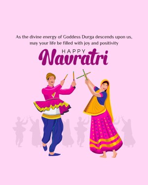 Illustration of a couple performing Garba dance for Navratri festival