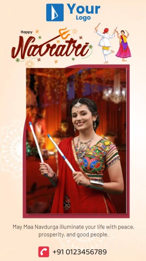 Navratri celebration image with a woman performing Garba
