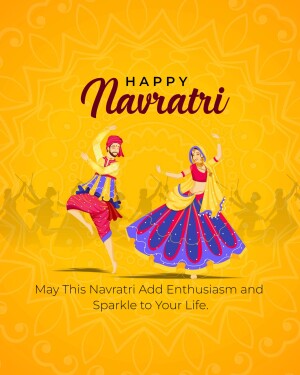 Illustration of a couple dancing Garba during Navratri festival