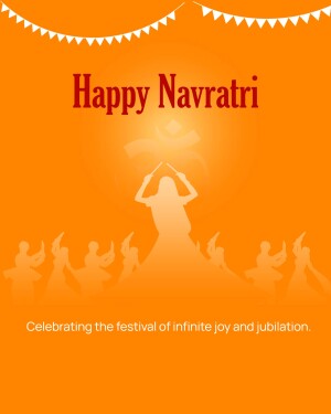 Happy Navratri greeting with silhouettes of dancers