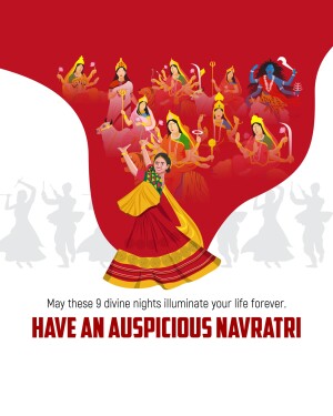 Navratri festival illustration with Goddess Durga and dancing woman