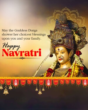 Image of Goddess Durga with Navratri greetings