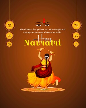 Navratri greeting card with Goddess Durga illustration