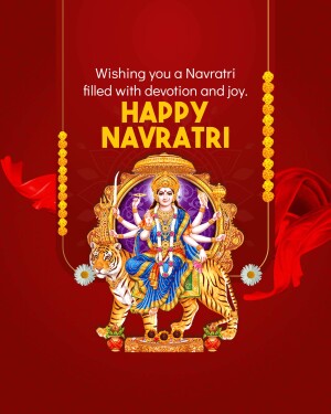 Navratri greeting with Goddess Durga image
