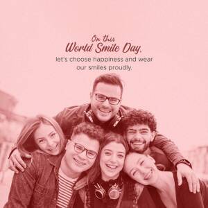 Group of friends smiling for World Smile Day