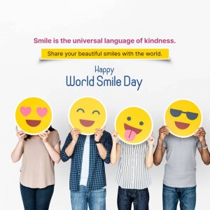People holding up emoji faces for World Smile Day