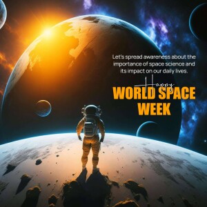 Astronaut looking at Earth during World Space Week