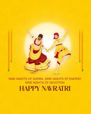 Illustration of a couple dancing Garba during Navratri festival