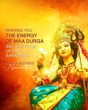 Image of Goddess Durga with Navratri greetings