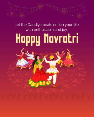 Illustration of people dancing Dandiya during Navratri festival