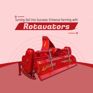 Red rotavator agricultural machine on a pink background