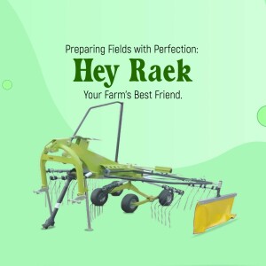Image of Hey Raek farm equipment, a rotary tedder, against a light green background.