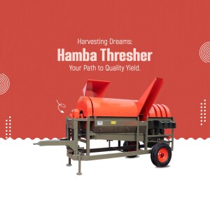 Image of a Hamba Thresher agricultural machine on a red background.