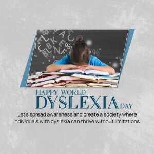 Girl studying with books in front of a chalkboard with letters, promoting Dyslexia Awareness