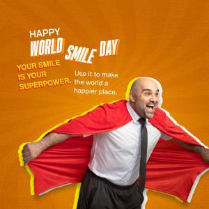 Man dressed as a superhero celebrating World Smile Day