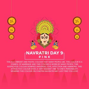 Navratri Day 9 Pink Illustration