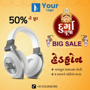JBL headphones on sale for Dussehra with a festive background