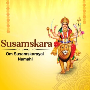 Image of Goddess Susamskara riding a lion, part of the Navadurga series.