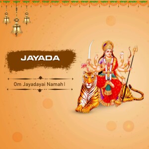 Digital illustration of Goddess Jayada with a tiger and bells