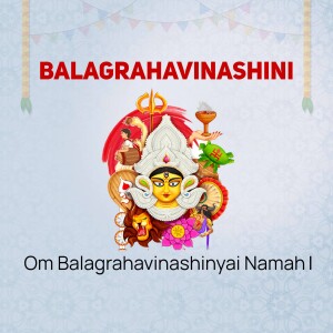 Image depicting Goddess Durga as Balagrahavinashini with traditional elements.