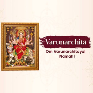 Framed image of Goddess Varunarchita riding a tiger