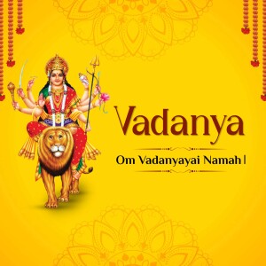 Image of Goddess Vadanya riding a lion, a depiction from the Navadurga series.
