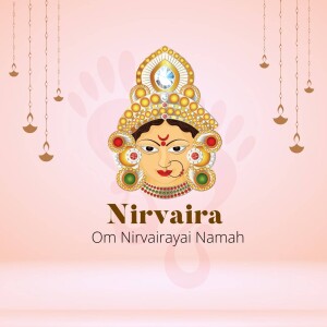 Digital illustration of Goddess Durga with the name Nirvaira and mantra