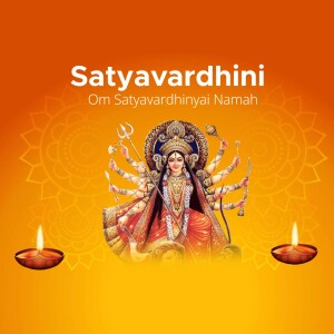 Image of Goddess Durga as Satyavardhini with mantra