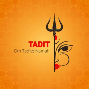 Image of Lord Shiva's Trishul and a side profile of his face with the text 'TADIT Om Tadite Namah'