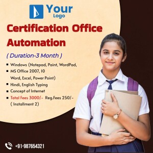 Image of a student with course details for Office Automation Certification