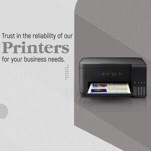 Epson printer with printed document, promoting business printing solutions