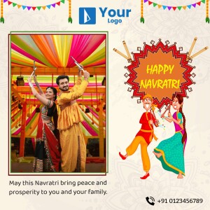 People celebrating Navratri with traditional dance and decorations.