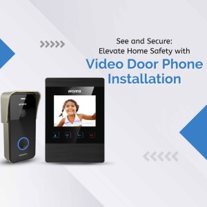 Image of a video door phone system with a person visible on the screen.