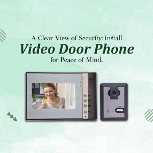 Image of a video door phone system with a woman visible on the screen.