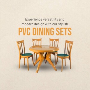 Image of a round PVC dining set with four chairs