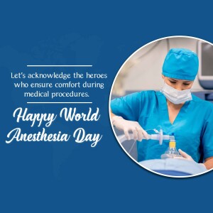 Image celebrating World Anesthesia Day with a healthcare worker in scrubs.