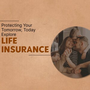 Family portrait with life insurance text overlay