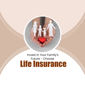 Hands holding paper family figures and a red heart with text promoting life insurance.