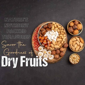 Assortment of dry fruits and nuts on a dark background