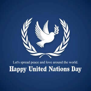 United Nations Day emblem with a dove and olive branch