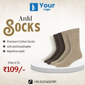 Image of Ankl Socks - a pair of three premium cotton socks in beige, brown and white.