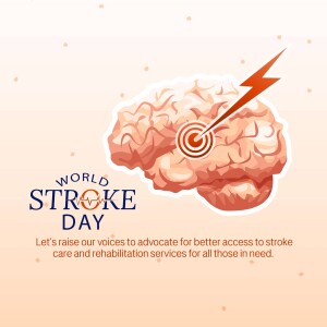 Illustration of a brain with a lightning bolt and target, promoting World Stroke Day.