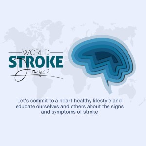 World Stroke Day illustration with a brain and world map