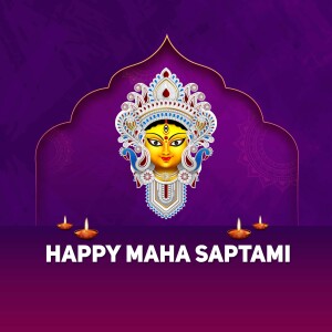 Digital illustration of Goddess Durga for Maha Saptami